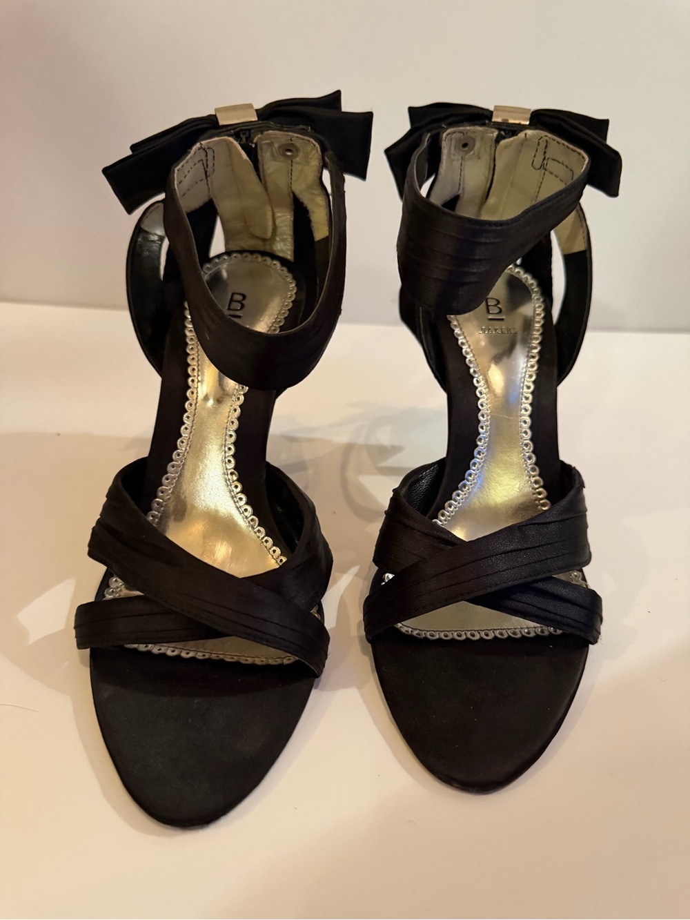 Bakers Duchess Black Bow Ankle Wrap Heels